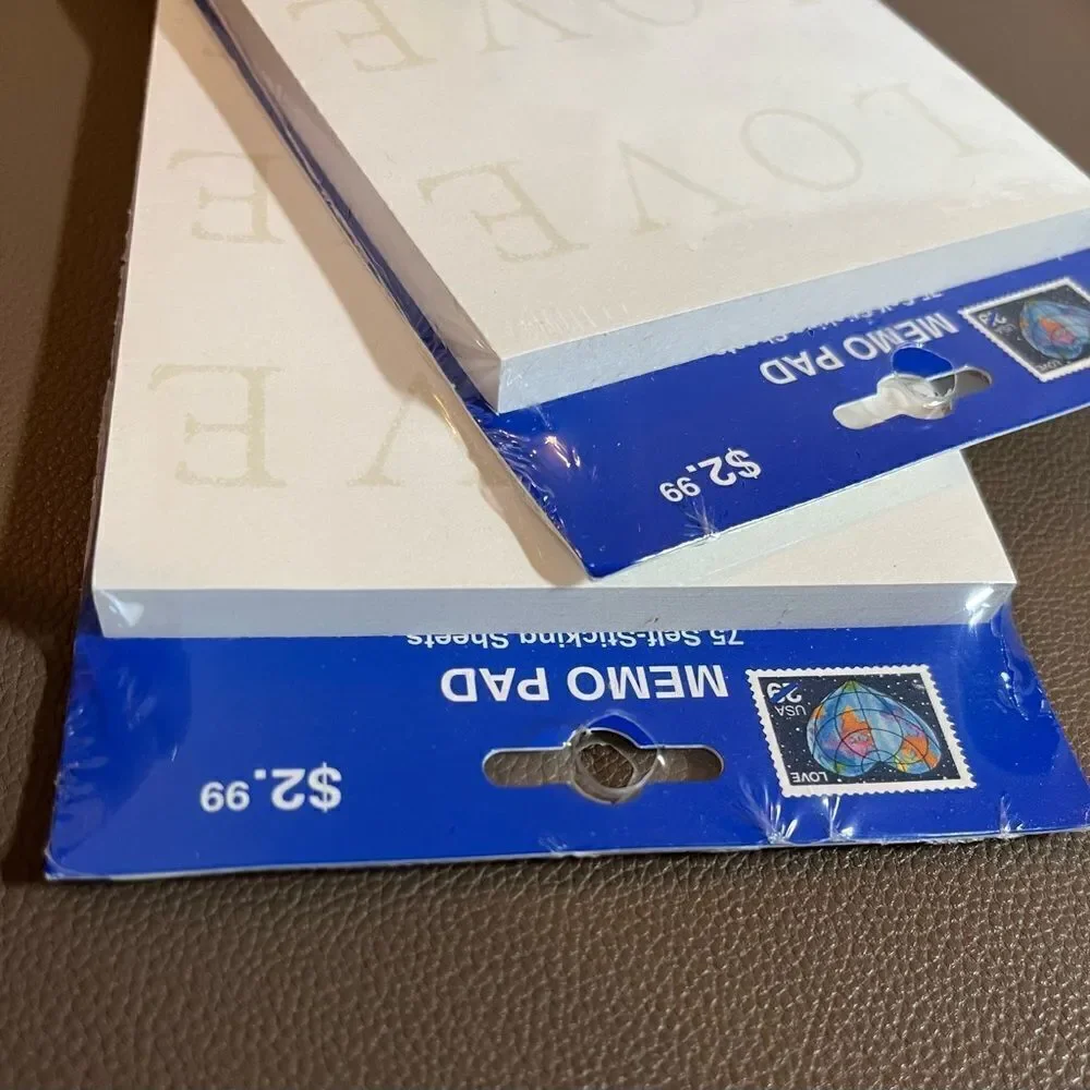 Lot of (2) new and sealed - USPS Love STAMP MEMO PADS 1999 hallmark vintage